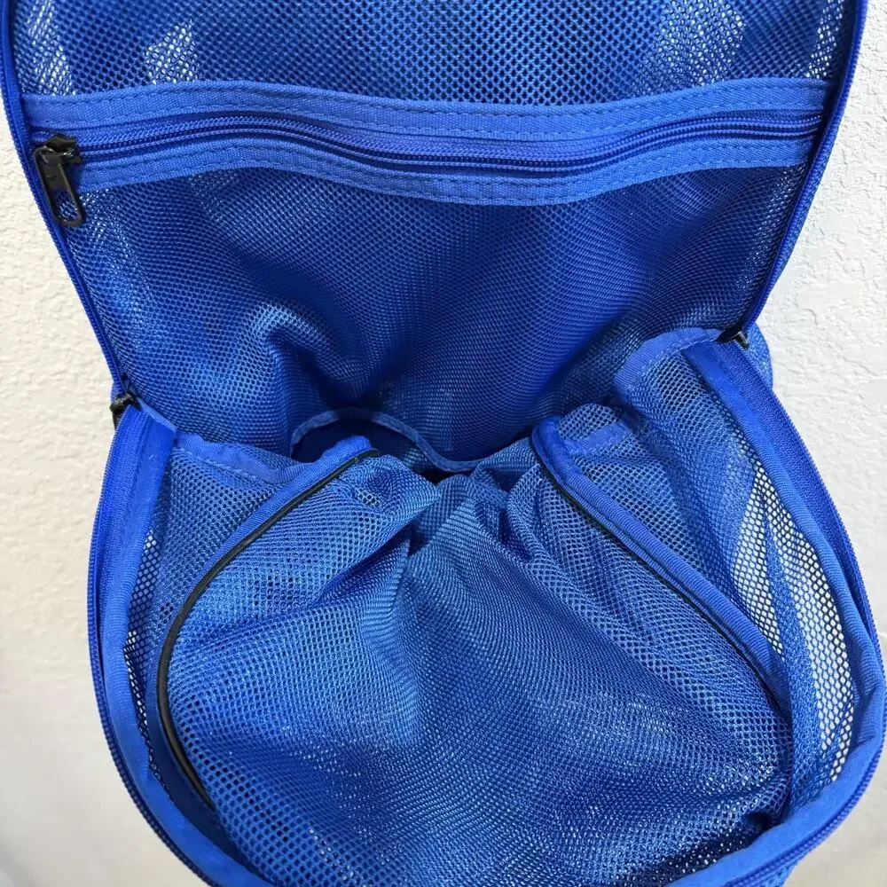 Nike Brasilia Blue Mesh See-Through Backpack Swoosh Daypack School Sports Bag